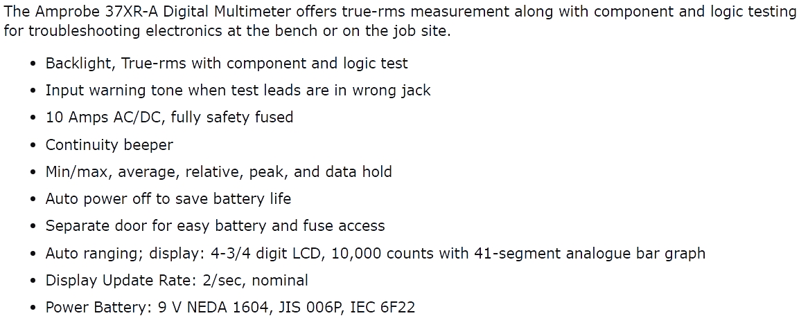 רב מודד מולטימטר ידני דיגיטלי BEHA AMPROBE 37XR-A TEXT